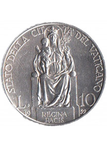 1939 - 10 Lire Vaticano Pio XII Madonna della Pace Fior di Conio